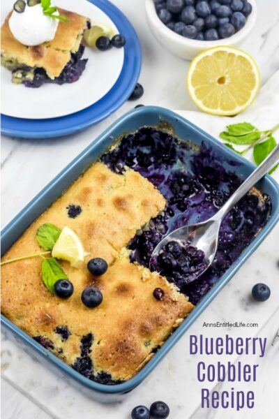Blueberry Cobbler Recipe. This fresh Blueberry Cobbler Recipe is simply outstanding! Easy to make, it is a delicious summer comfort-food recipe that will have your friends and family asking for seconds!