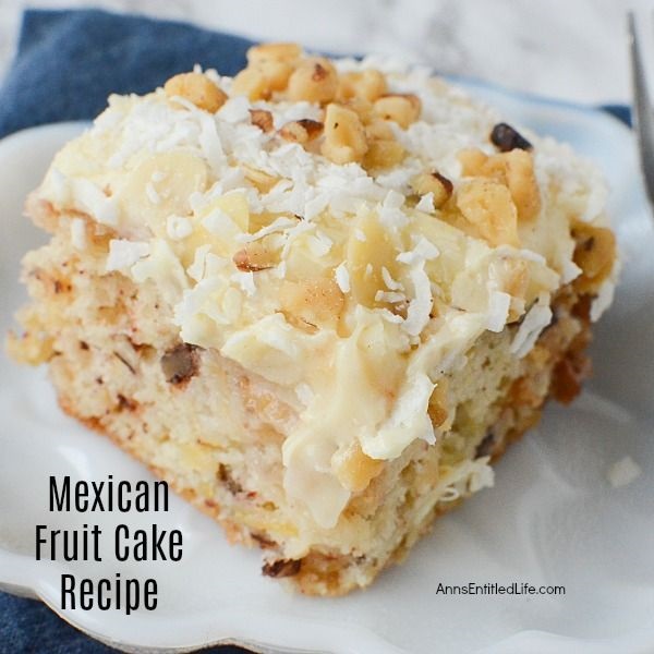 Mexican Fruit Cake Recipe. This is my grandmother’s Mexican Fruit Cake recipe. It is a moist, delicious, and easy to make cake that I hope your family will enjoy as much as mine does. The next time you need a fabulous cake recipe for family or guests, give this wonderful Mexican Fruit Cake a try.
