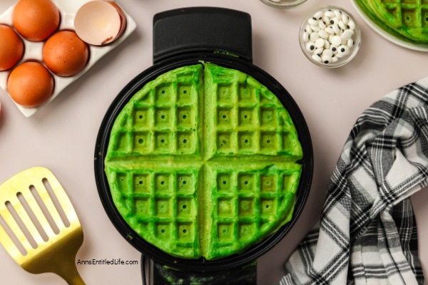 Monster Waffles Recipe | Easy to Make for Halloween. These Monster Waffles are sure to be a hit at your Halloween breakfast or brunch. Have fun decorating, and enjoy the festive treat!