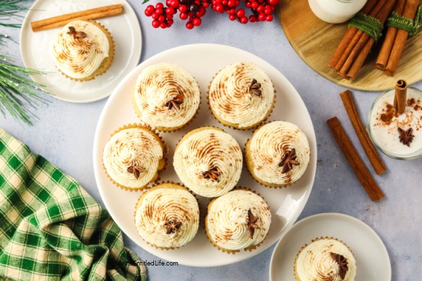 Homemade Eggnog Cupcakes with Eggnog Frosting Recipe. Bake festive eggnog cupcakes topped with rich eggnog frosting. Perfect for holiday gatherings, this easy recipe blends warm spices and creamy flavors everyone will love.