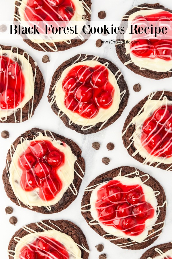 Black forest cookies on a white tray